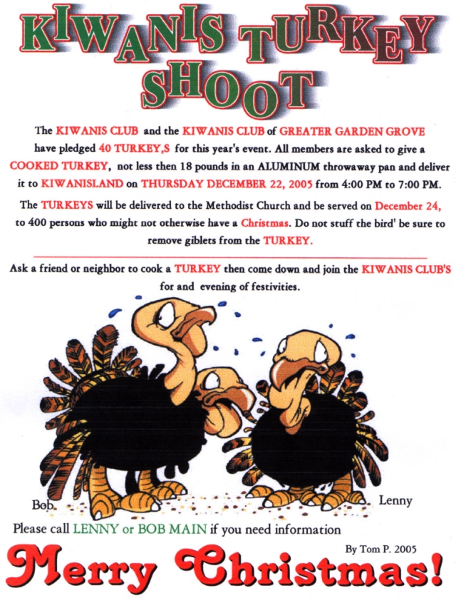 Kiwanis Club of Garden Grove Turkey Shoot Flyer