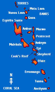 Map of Vanuatu Islands